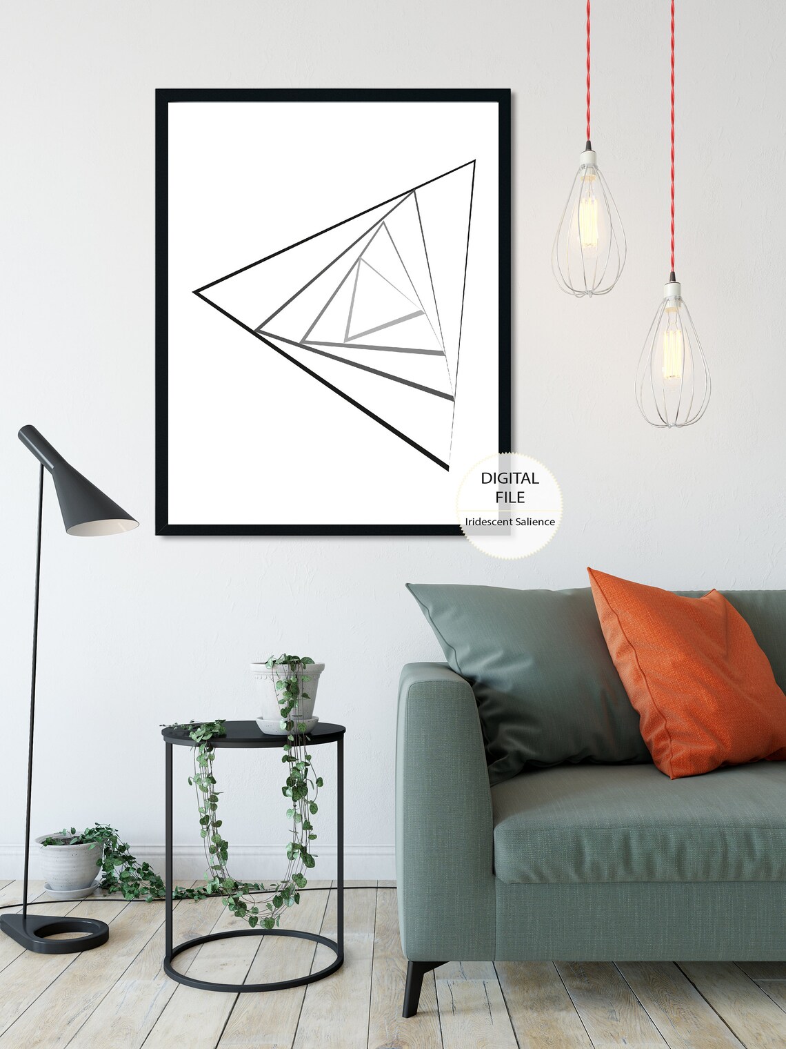 Triangle Wall Art Geometric Print Triangles Decor Etsy