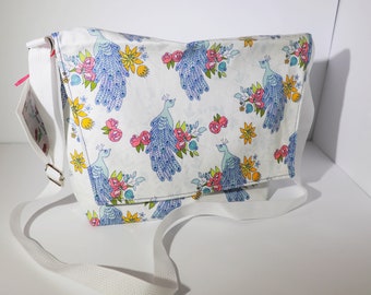 Laminated Cotton Cross Body Messenger Bag