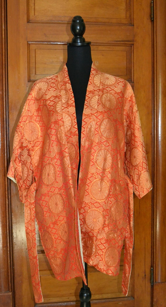 Vintage Gold and Red Short Kimono Made in Japan - image 2