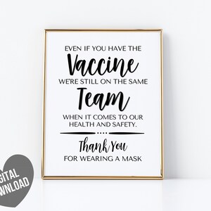 Face Mask Sign Printable Vaccine Sign Please Wear a Mask ...