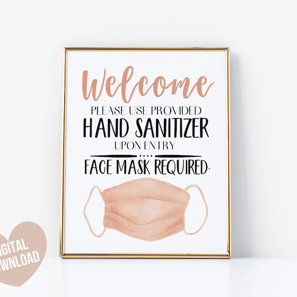 Mask Required Sign, Printable Wear a Mask Sign, Please Use Hand Sanitizer Sign, Instant Download