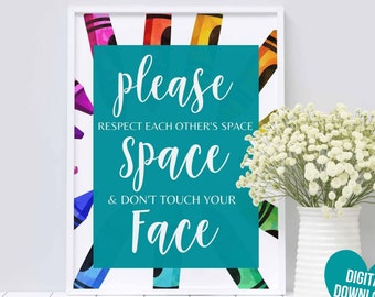 Back to School Covid Safety Printable for Classroom, Respect Each other's Space sign for Teachers, Classroom Covid Safety Poster