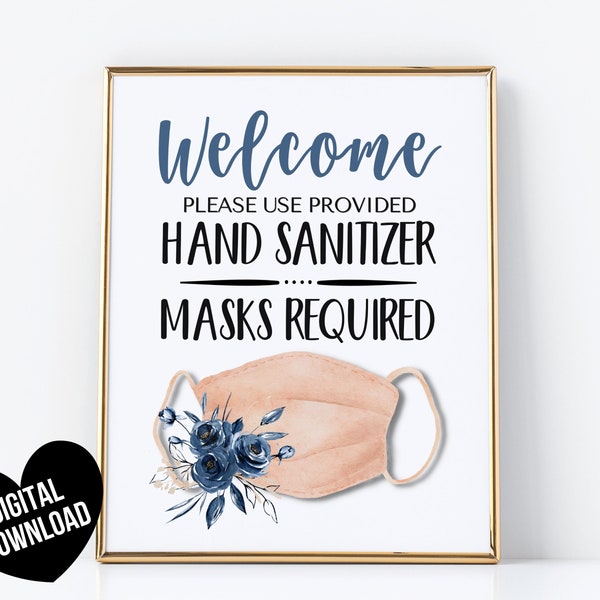 Face Mask Sign, PRINTABLE Hand Sanitizer Sign, Mask Required Sign, Please Use Face Mask Instant Download