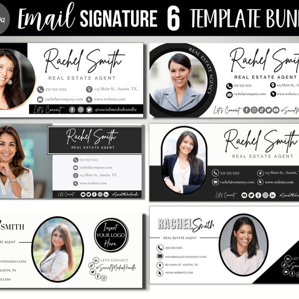 Email Signature Template BUNDLE, Email Template, Realtor Email Signature, EDITABLE Email Signature and Business Card Bundle