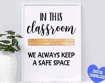 Covid Classroom Sign, School Safety Signs for Teachers, Printable Classroom Social Distance Poster, Classroom Covid Safety Sign