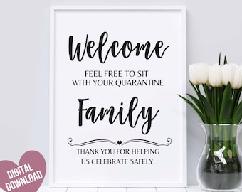 Welcome Wedding Sign, Social Distancing Reception Sign, Quarantine Wedding Seating Chart, 5 Sizes