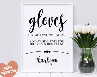 Covid Wedding Sign, Printable Covid Wedding Safety sign, Please Use Gloves for the Buffet, Reception Printable signs