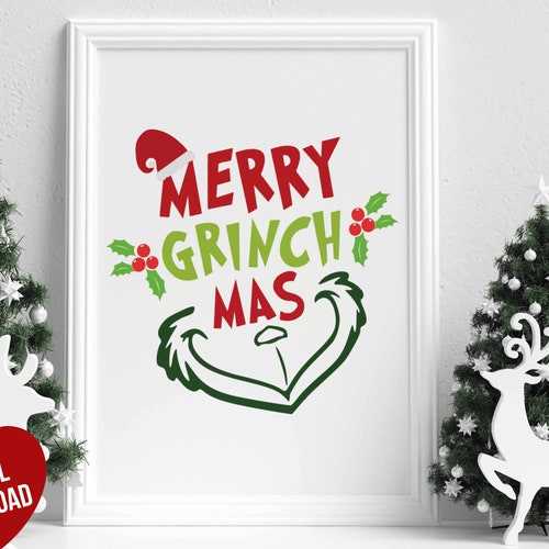 Christmas Wall Decor Printable Funny Grinch Christmas Wall Etsy