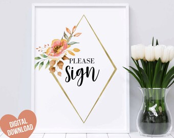 Wedding Guestbook Sign, Printable Wedding Sign, Please Sign Our Guestbook Wedding Sign