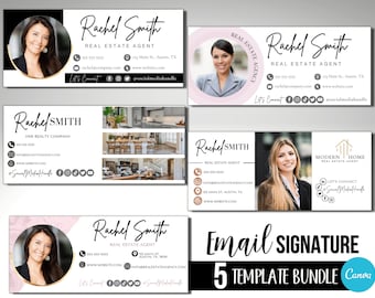 Email Signature Template BUNDLE, Real Estate Marketing, Business Card Template, EDITABLE Email Signature and Business Card Bundle,