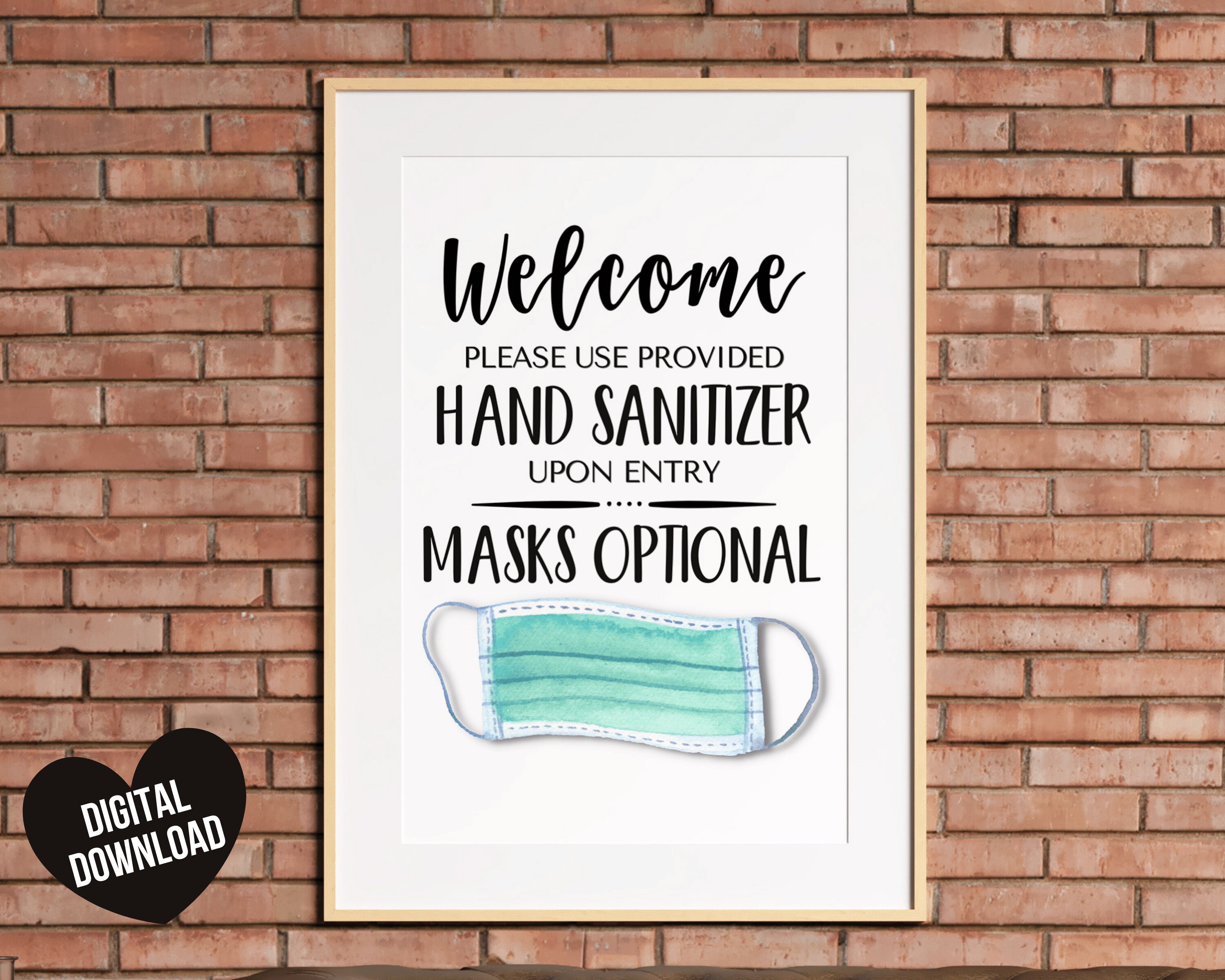 Mask Optional Sign Face Mask Sign PRINTABLE Face Masks Etsy