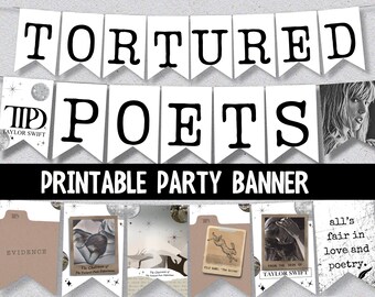 Taylor Swift Party, Tortured Poets Party Decorations, Taylor Swift Eras Party Decor, Swiftie Party Decorations, Printable Banner