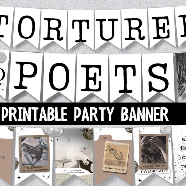 Taylor Swift Party, Tortured Poets Party Decorations, Taylor Swift Eras Party Decor, Swiftie Party Decorations, Printable Banner