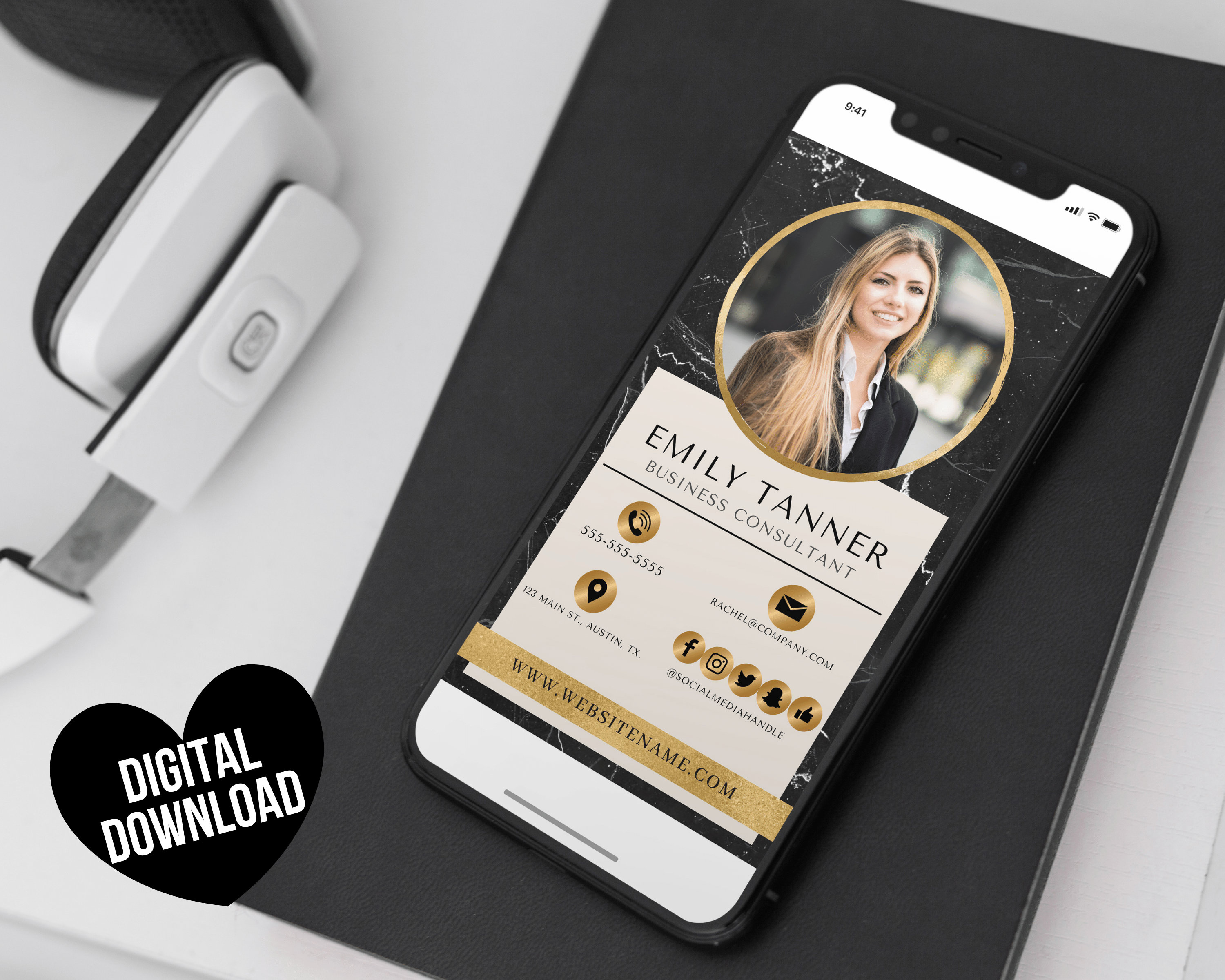 Business Card Template EDITABLE Digital Business Card Canva Etsy