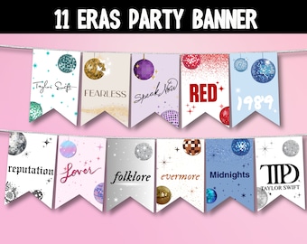 Decoración de fiesta Eras, Banner imprimible de fiesta Taylor Swift, fiesta temática de Eras, decoraciones de fiesta Eras, fiesta de Taylor Swift, descarga digital