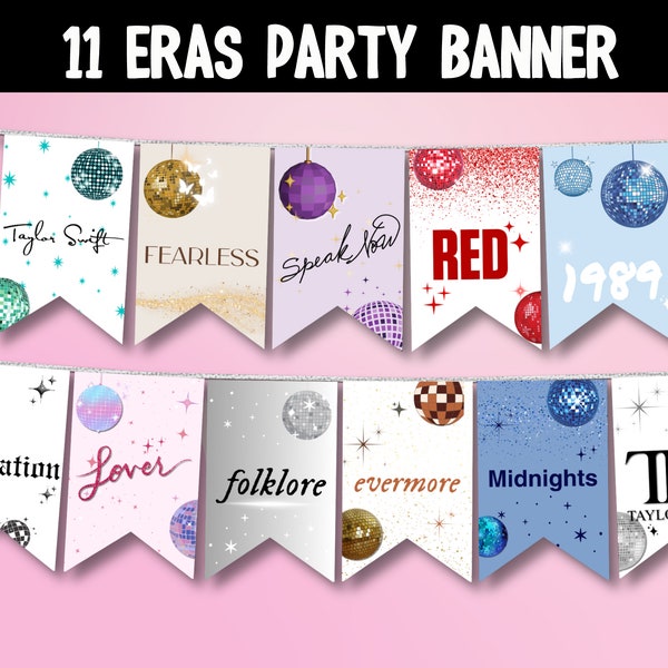 Eras Party Decor, Taylor Swift Party Printable Banner, Eras Themed Party, Eras Party Decorations, Taylor Swift Party, Digital Download