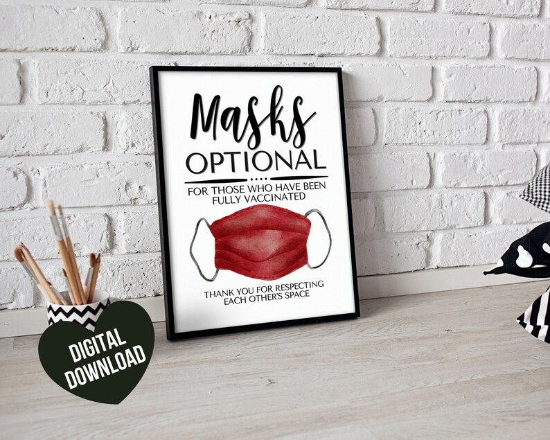 Face Mask Sign PRINTABLE Wear a Mask Sign Mask Optional If Etsy UK