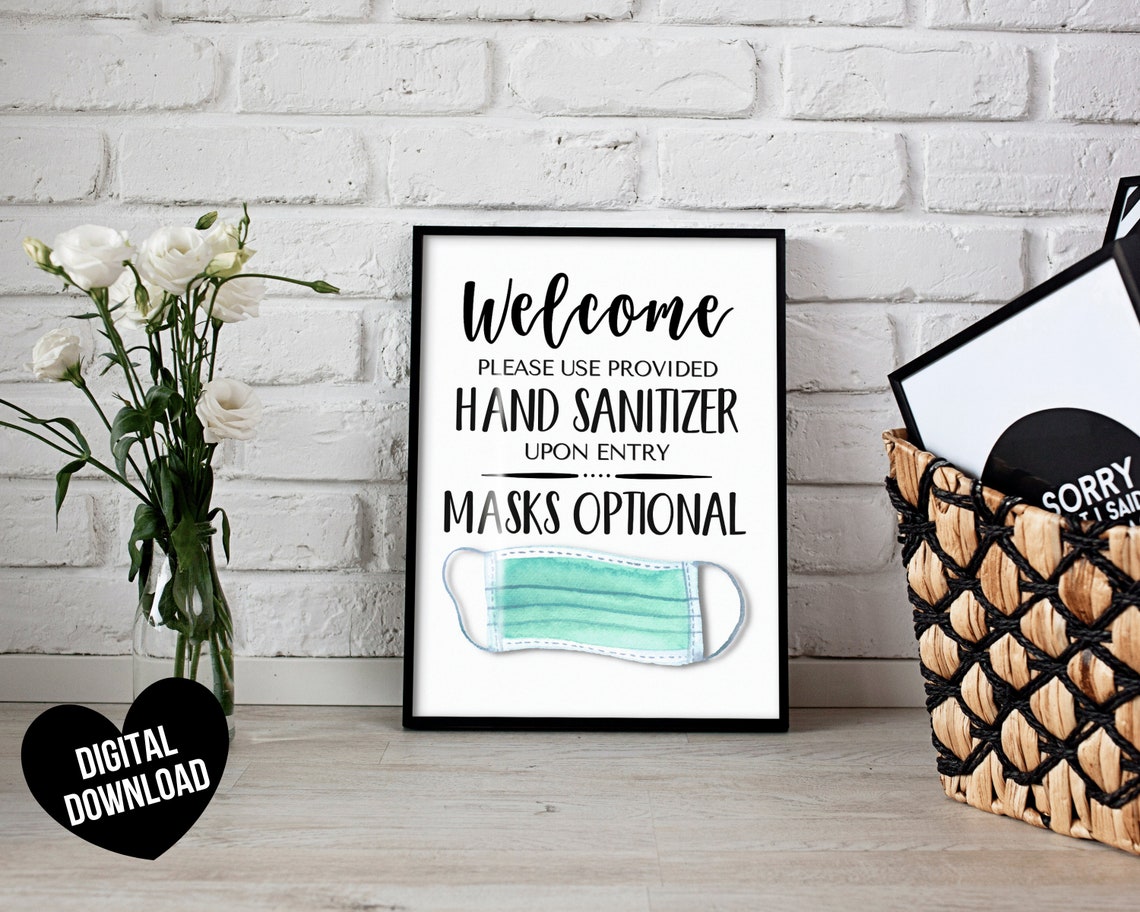 Mask Optional Sign Face Mask Sign PRINTABLE Face Masks Etsy
