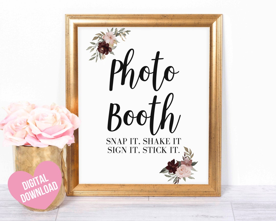Photo Booth Sign Printable Wedding Photo Booth Party Photo - Etsy