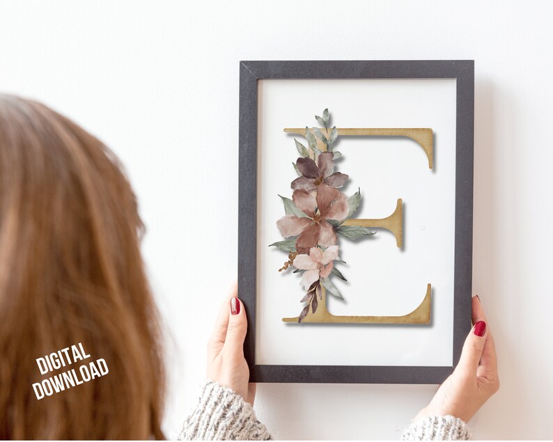 Letter Art Print PRINTABLE Letter E Wall Art Initial Wall Etsy