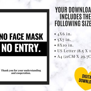 Face Mask Sign Printable, Face Mask Required Printable for Business ...