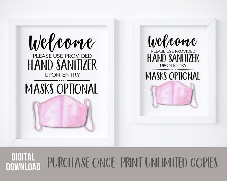 Mask Optional Sign Face Mask Sign PRINTABLE Face Masks Etsy