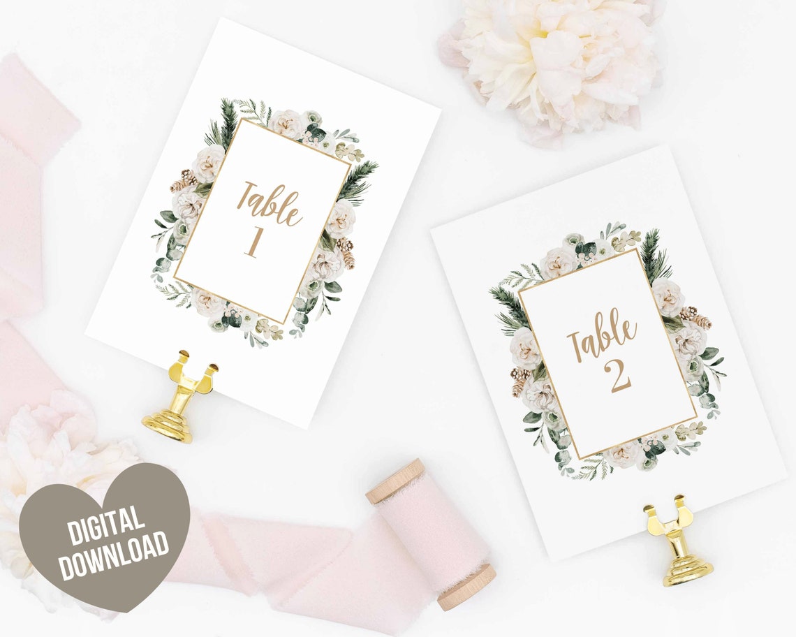 Table Numbers Wedding Printable Wedding Table Numbers | Etsy