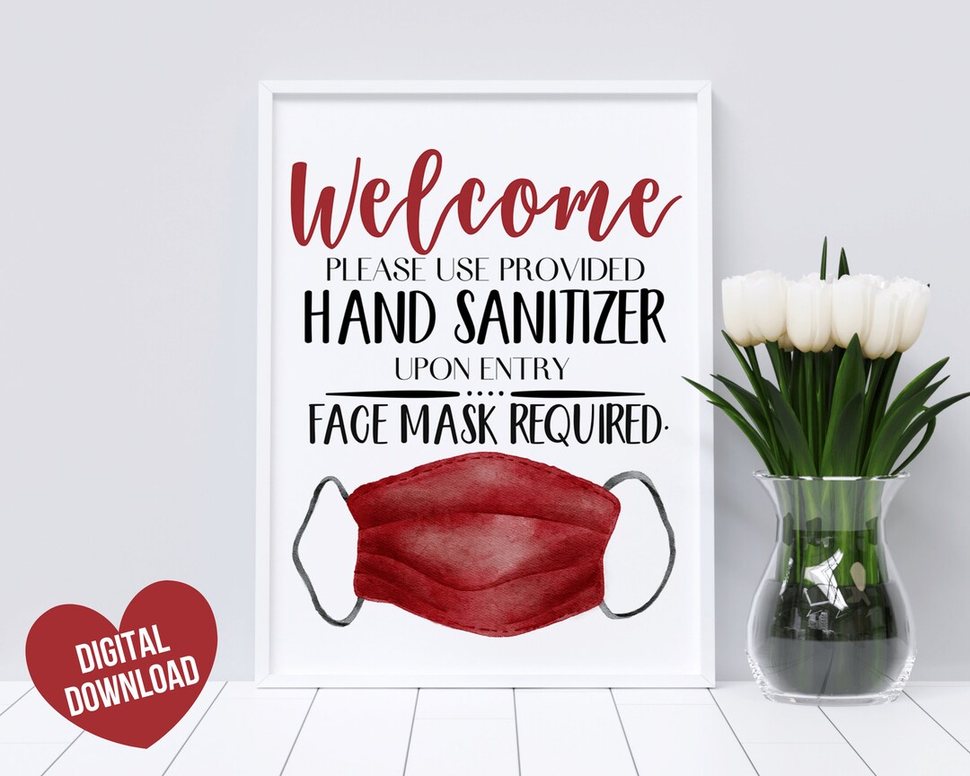 Mask Clean Sign Face Mask Sign Printable, Social Distance Sign Printable, Please ...