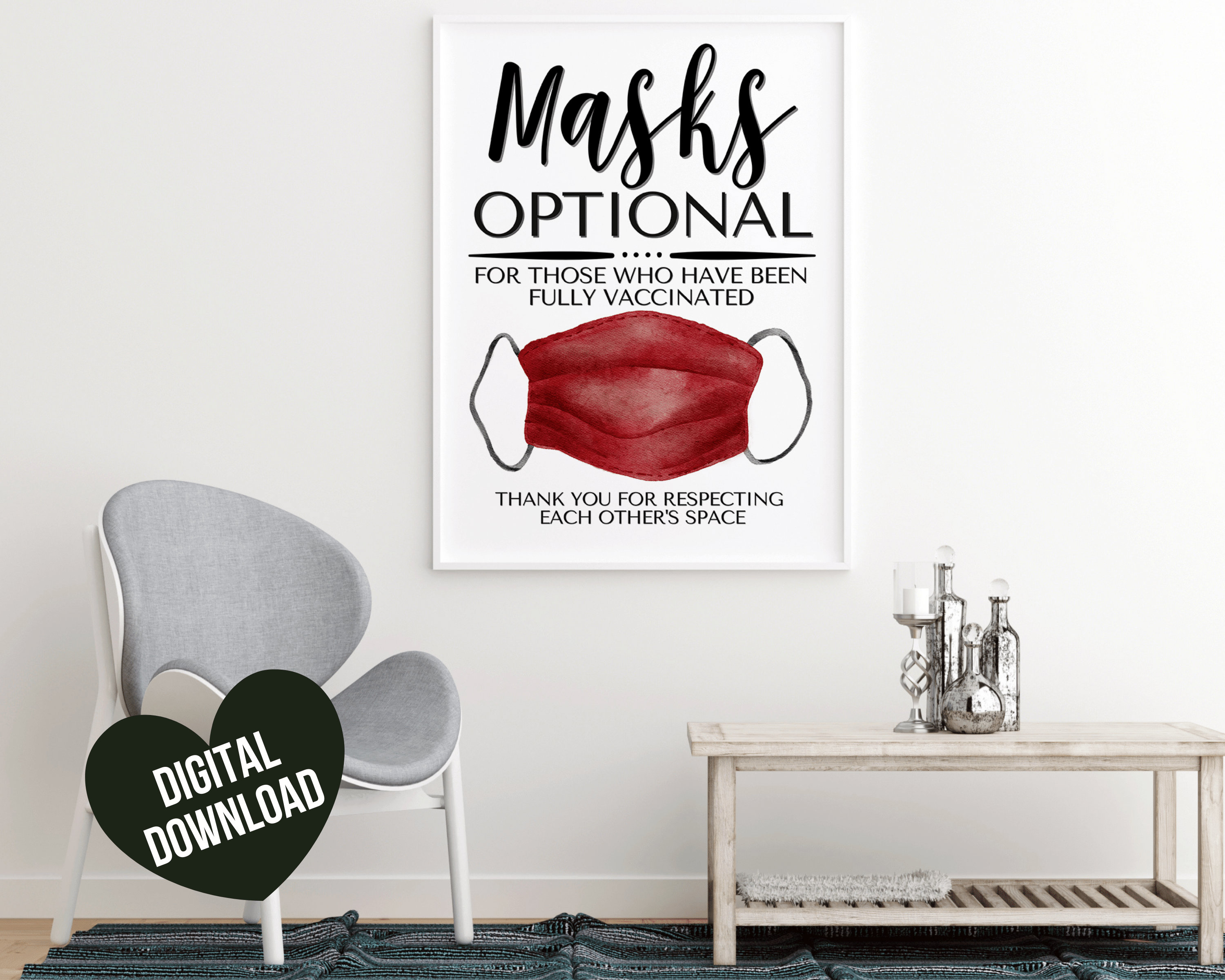 Face Mask Sign PRINTABLE Wear a Mask Sign Mask Optional If - Etsy Polska