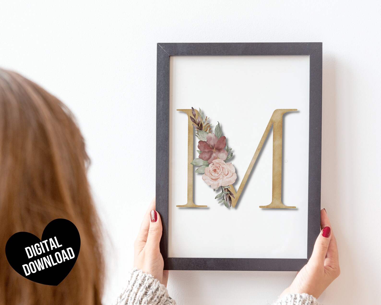 Letter Art Print PRINTABLE Letter M Wall Art Initial Wall Etsy