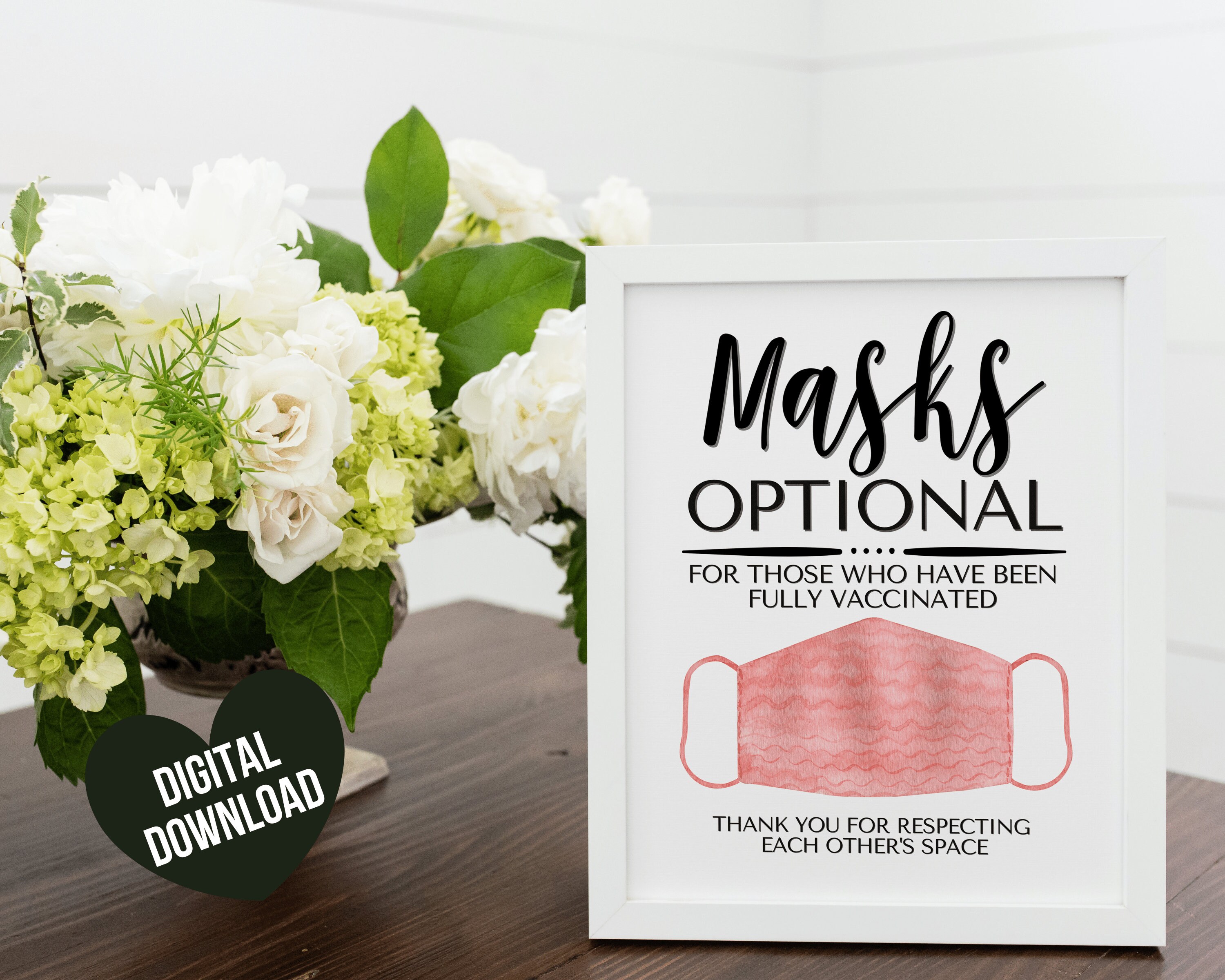 Face Mask Sign PRINTABLE Wear a Mask Sign Mask Optional If | Etsy