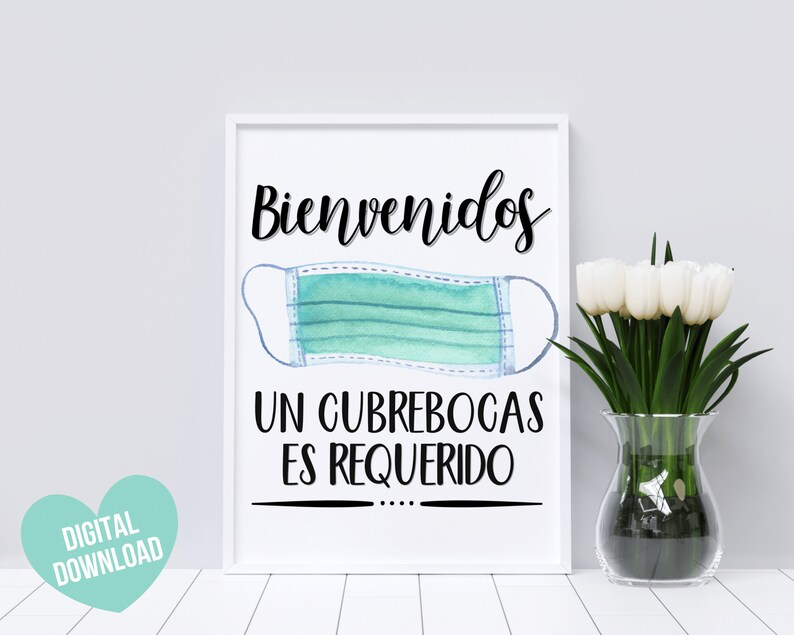 Face Mask Sign Mask Required Sign Printable Spanish Wear a Etsy