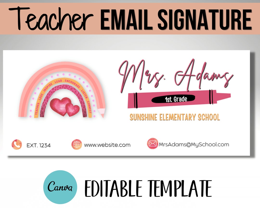 Teacher Email Signature, Email Template for Teachers, Email Signature