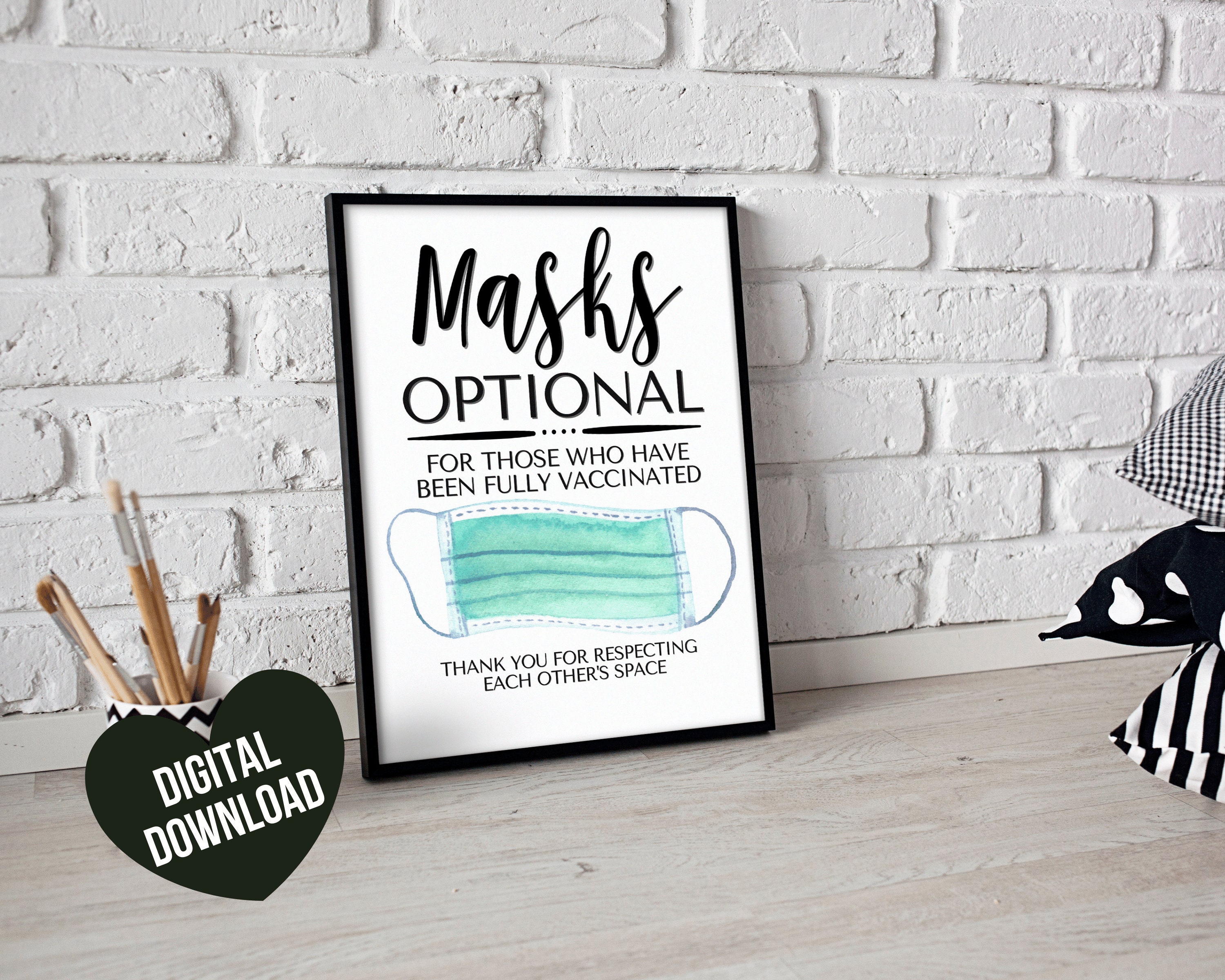 Face Mask Sign PRINTABLE Wear a Mask Sign Mask Optional Etsy