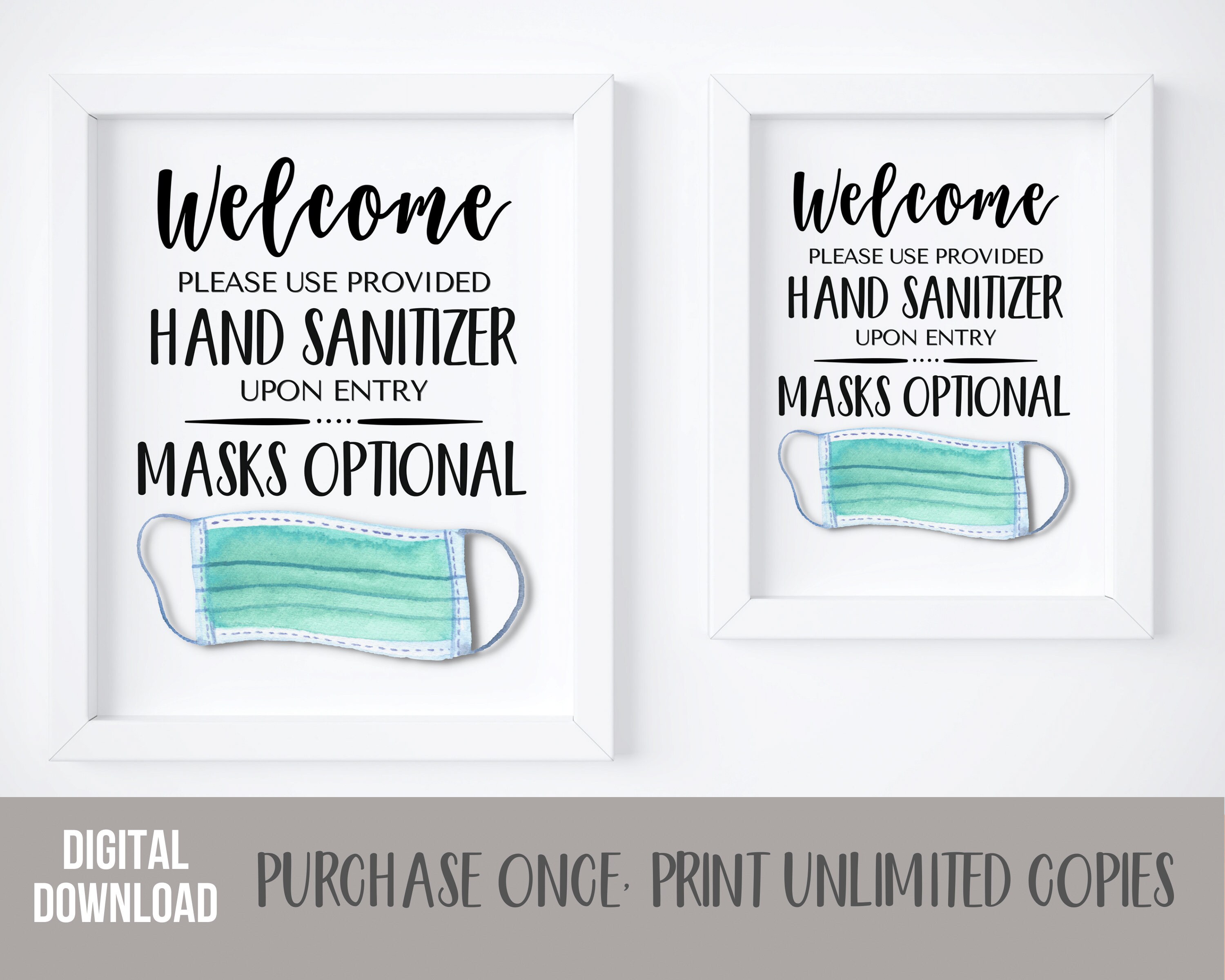 Mask Optional Sign Face Mask Sign PRINTABLE Face Masks Etsy
