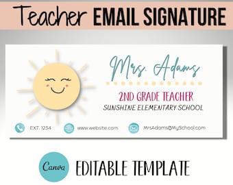 Teacher Email Signature, Email Template for Teachers, Email Signature Canva Template, Boho Classroom