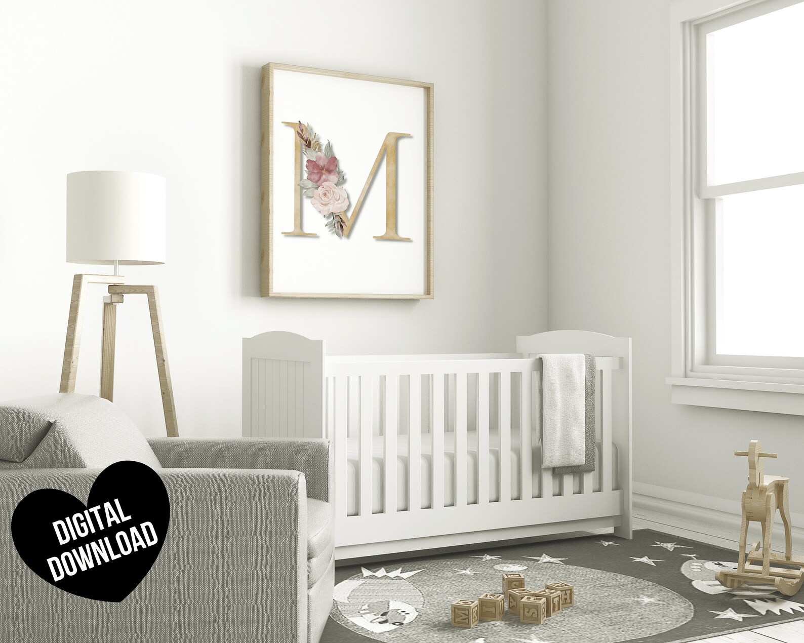 Letter Art Print PRINTABLE Letter M Wall Art Initial Wall - Etsy