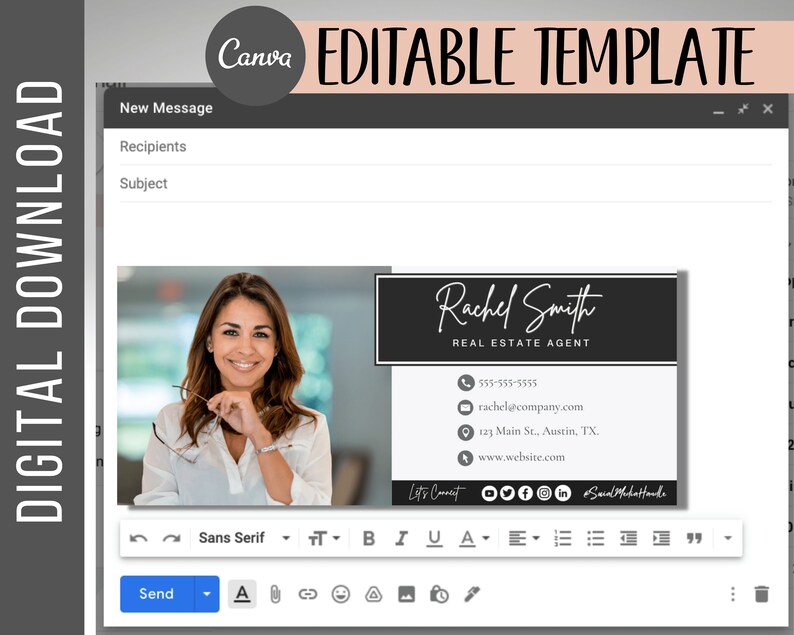 Email Signature Email Template Business Card Template Canva - Etsy