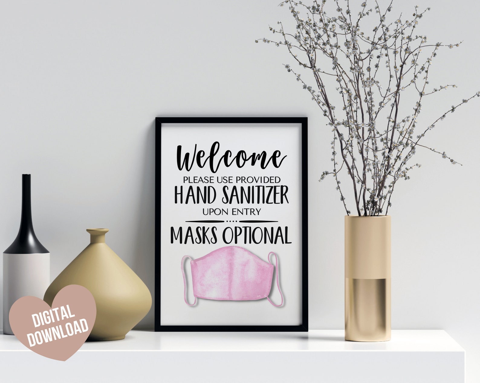 Mask Optional Sign Face Mask Sign PRINTABLE Face Masks Etsy