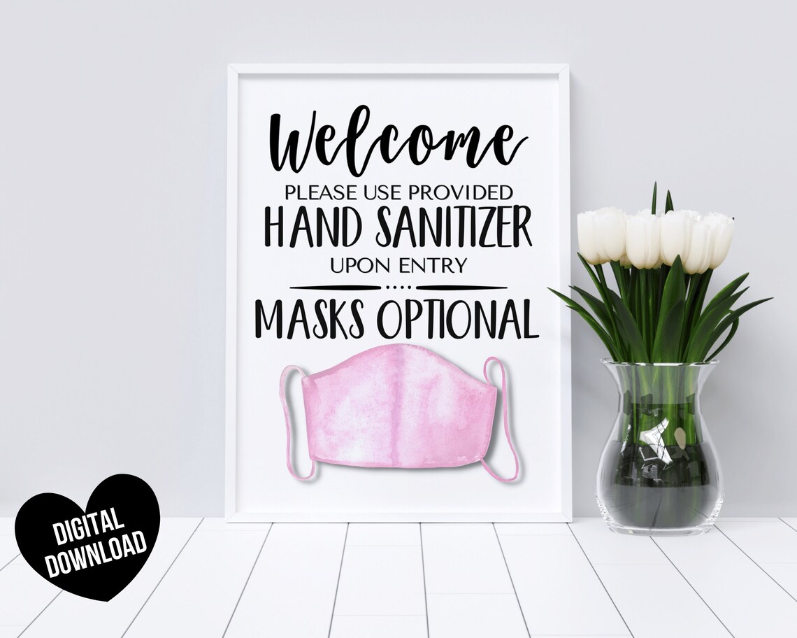 Mask Optional Sign Face Mask Sign PRINTABLE Face Masks Etsy