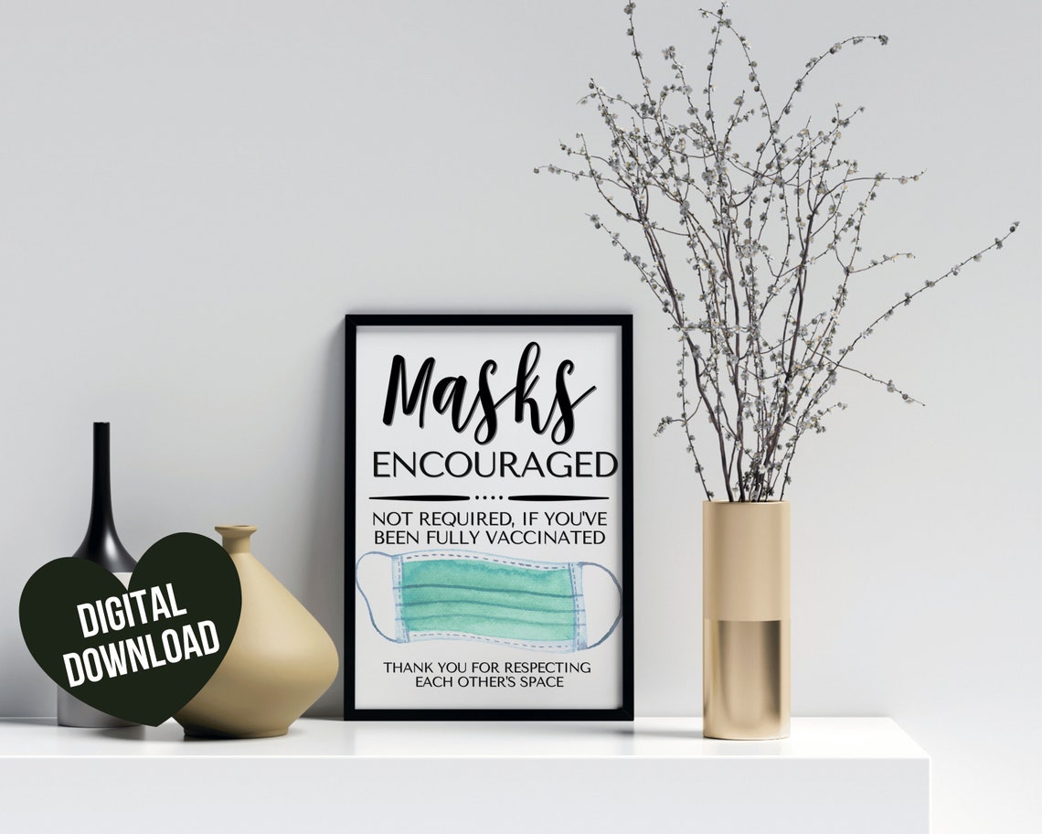 Face Mask Sign PRINTABLE Face Masks Encouraged Sign Not Etsy
