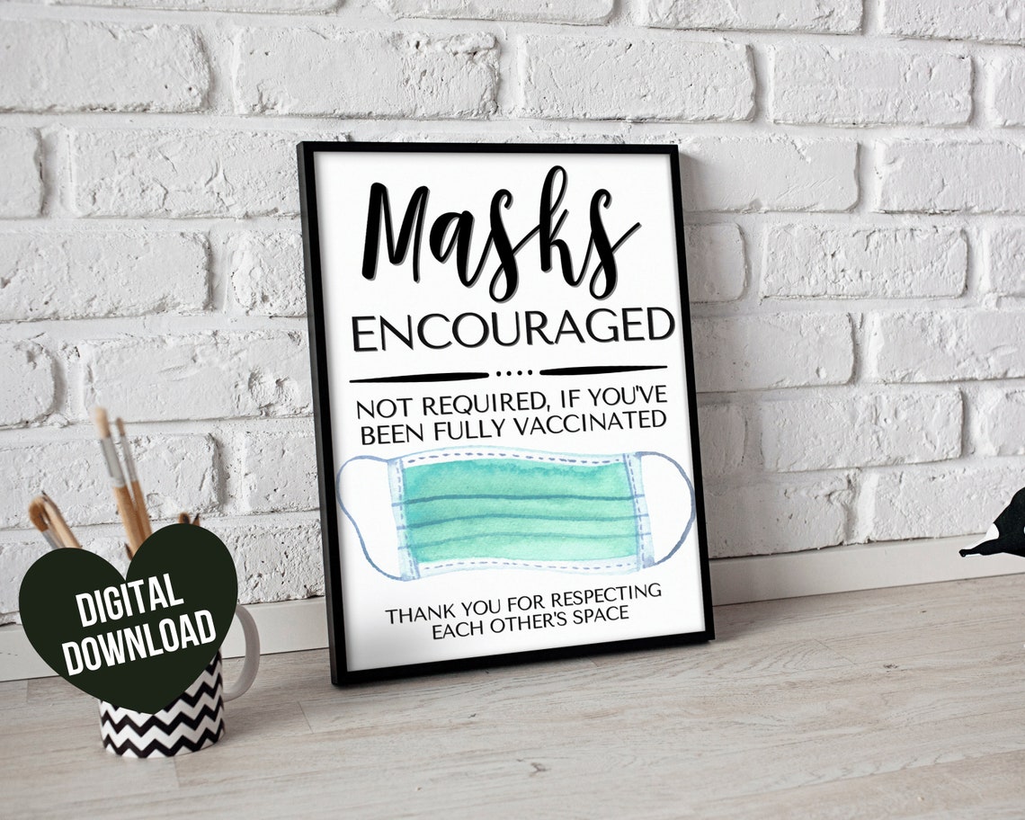 Face Mask Sign PRINTABLE Face Masks Encouraged Sign Not Etsy Canada
