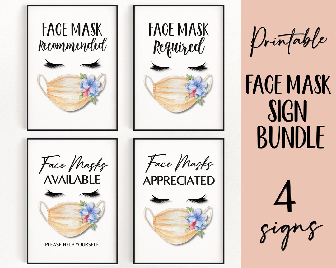 Face Mask Sign BUNDLE Mask Required Sign Printable Please - Etsy