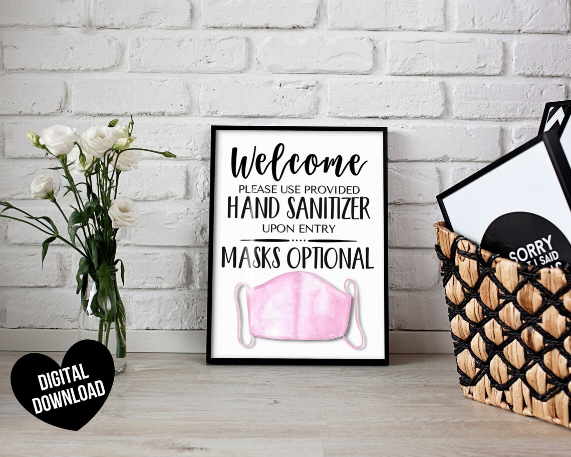 Mask Optional Sign Face Mask Sign PRINTABLE Face Masks Etsy