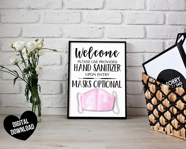 Mask Optional Sign Face Mask Sign PRINTABLE Face Masks Etsy