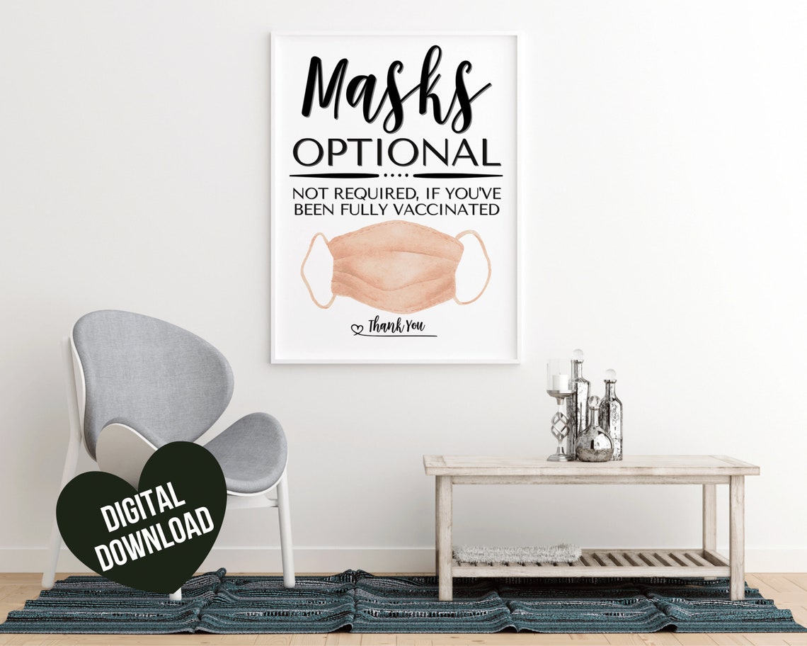 Face Mask Sign PRINTABLE Wear a Mask Sign Mask Optional If Etsy