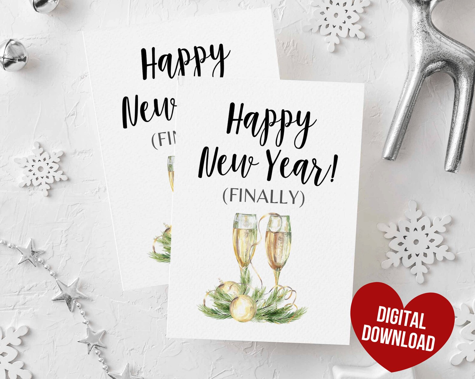 New Years Card Funny New Year Printable Cards Happy 2023 - Etsy España