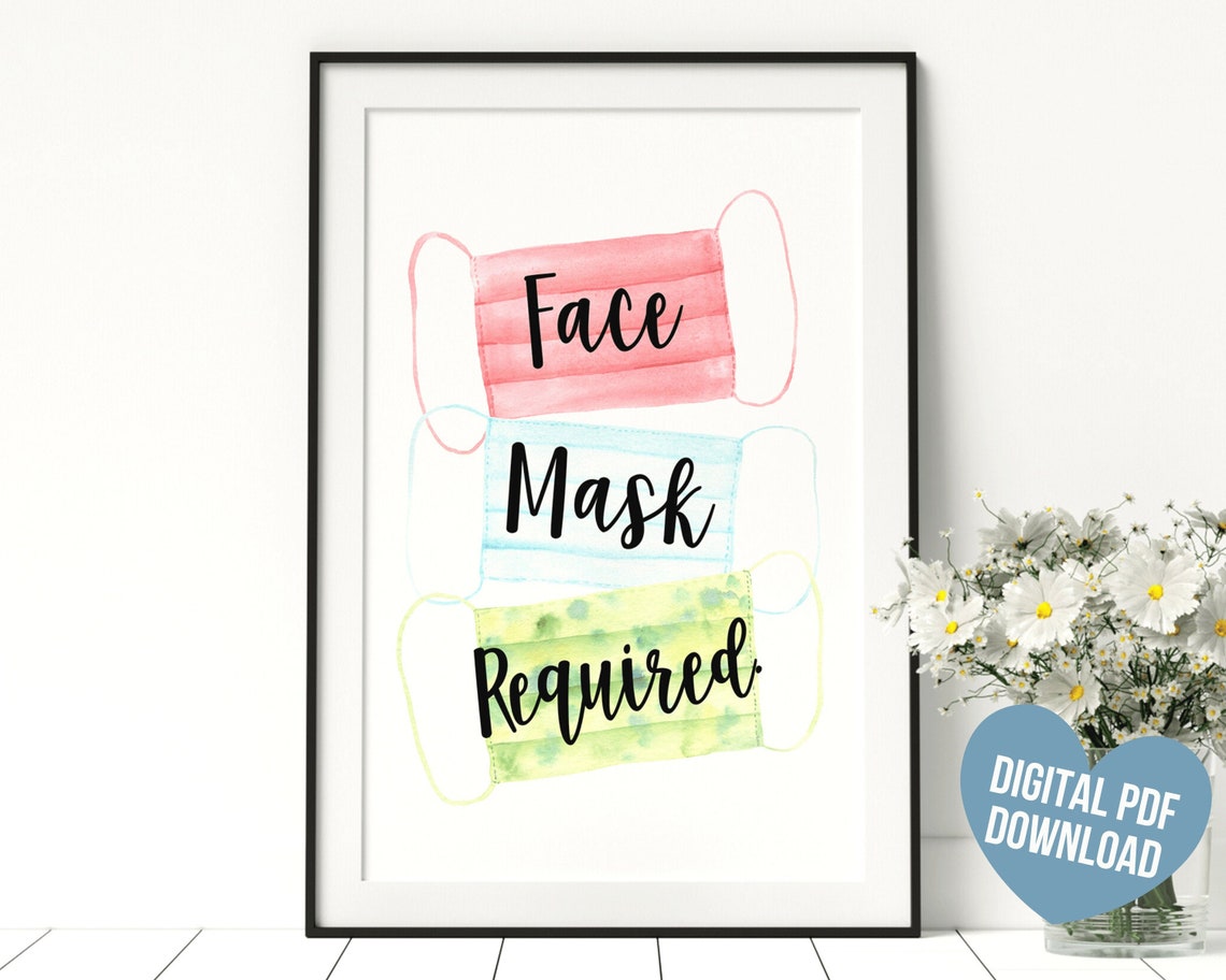 Face Mask Required Printable Sign Wear A Mask Sign Mask - Etsy