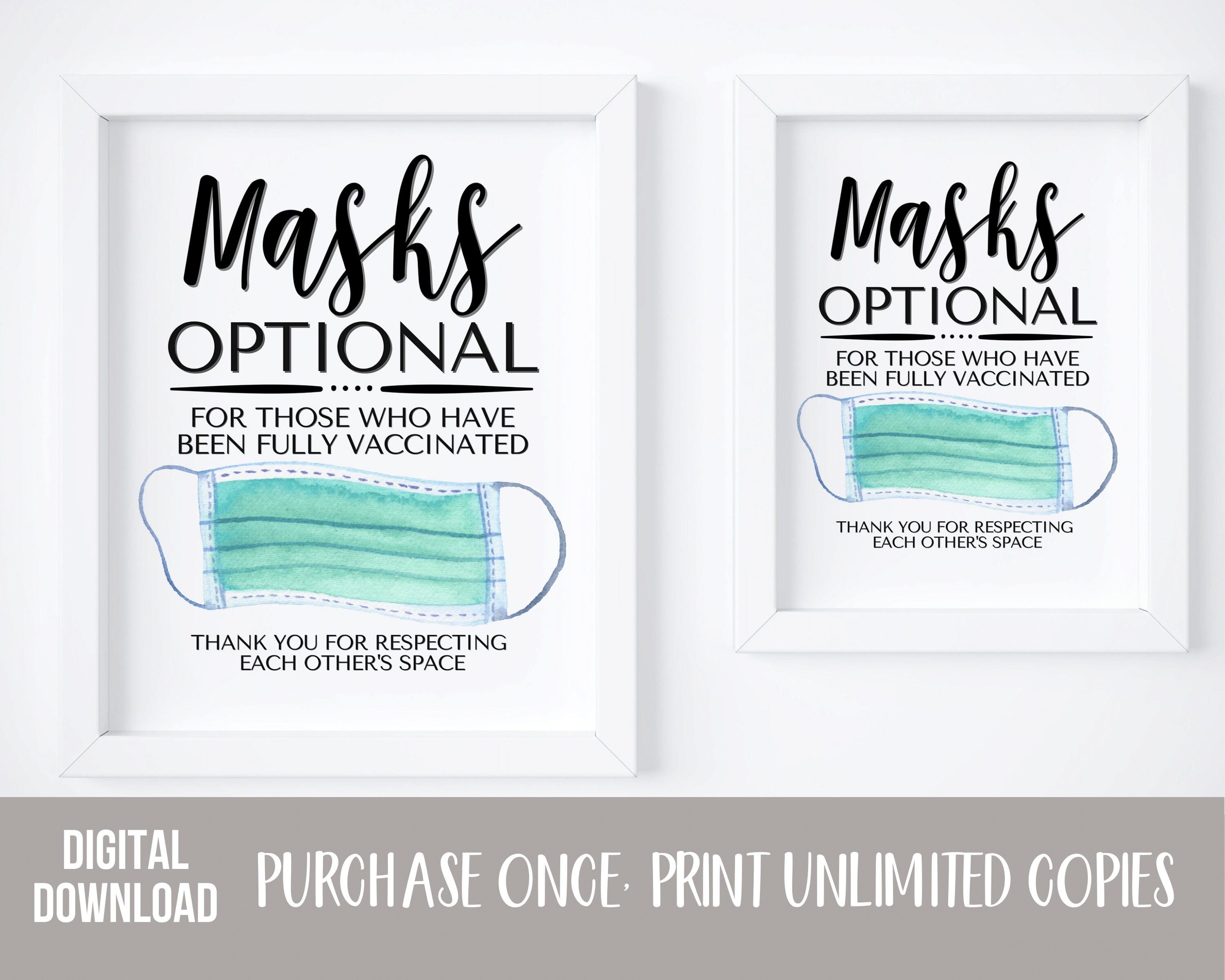 Face Mask Sign PRINTABLE Wear a Mask Sign Mask Optional Etsy