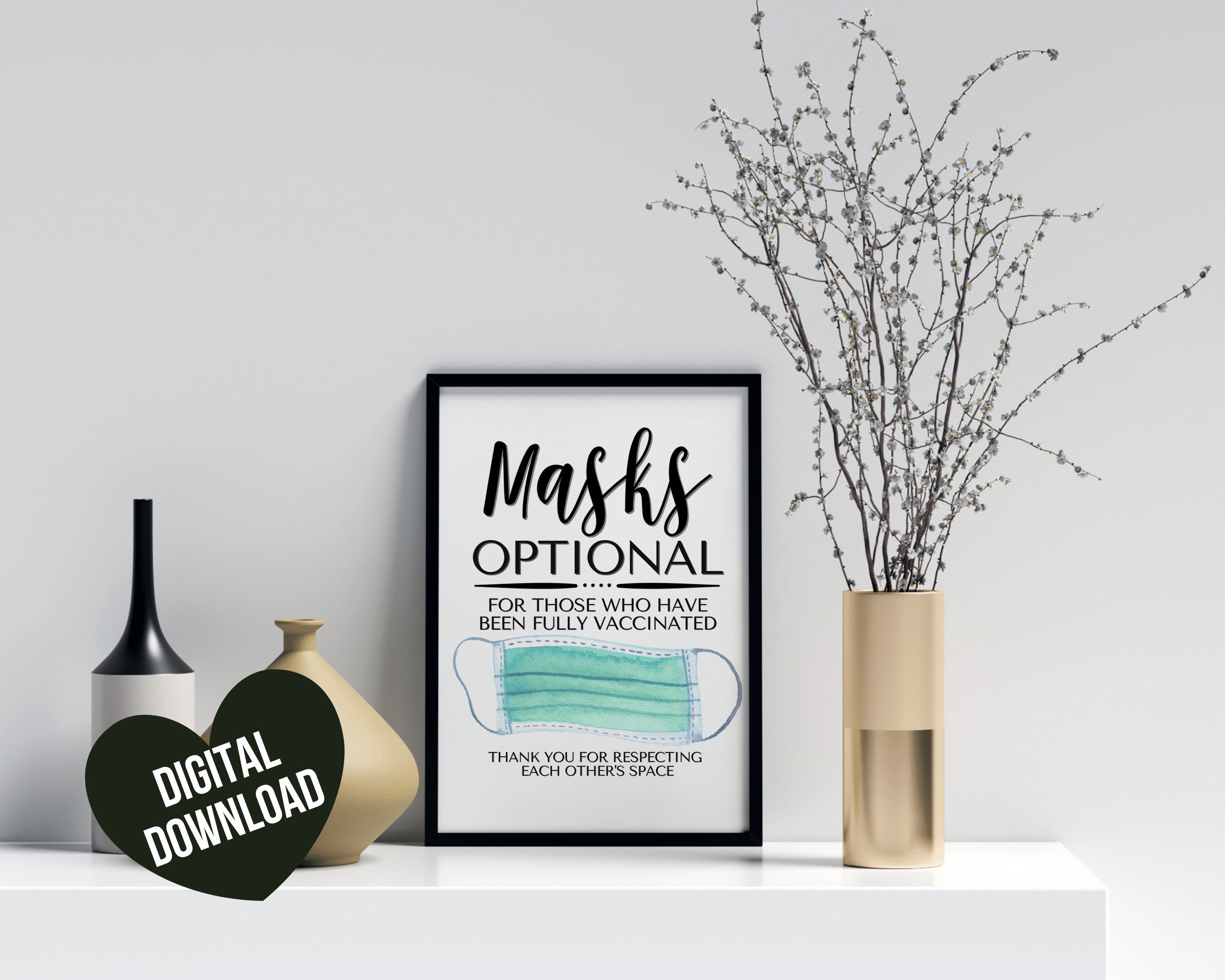 Face Mask Sign PRINTABLE Wear a Mask Sign Mask Optional Etsy